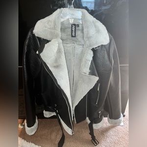 Women’s Faux Leather Jacket w/ Faux Fur